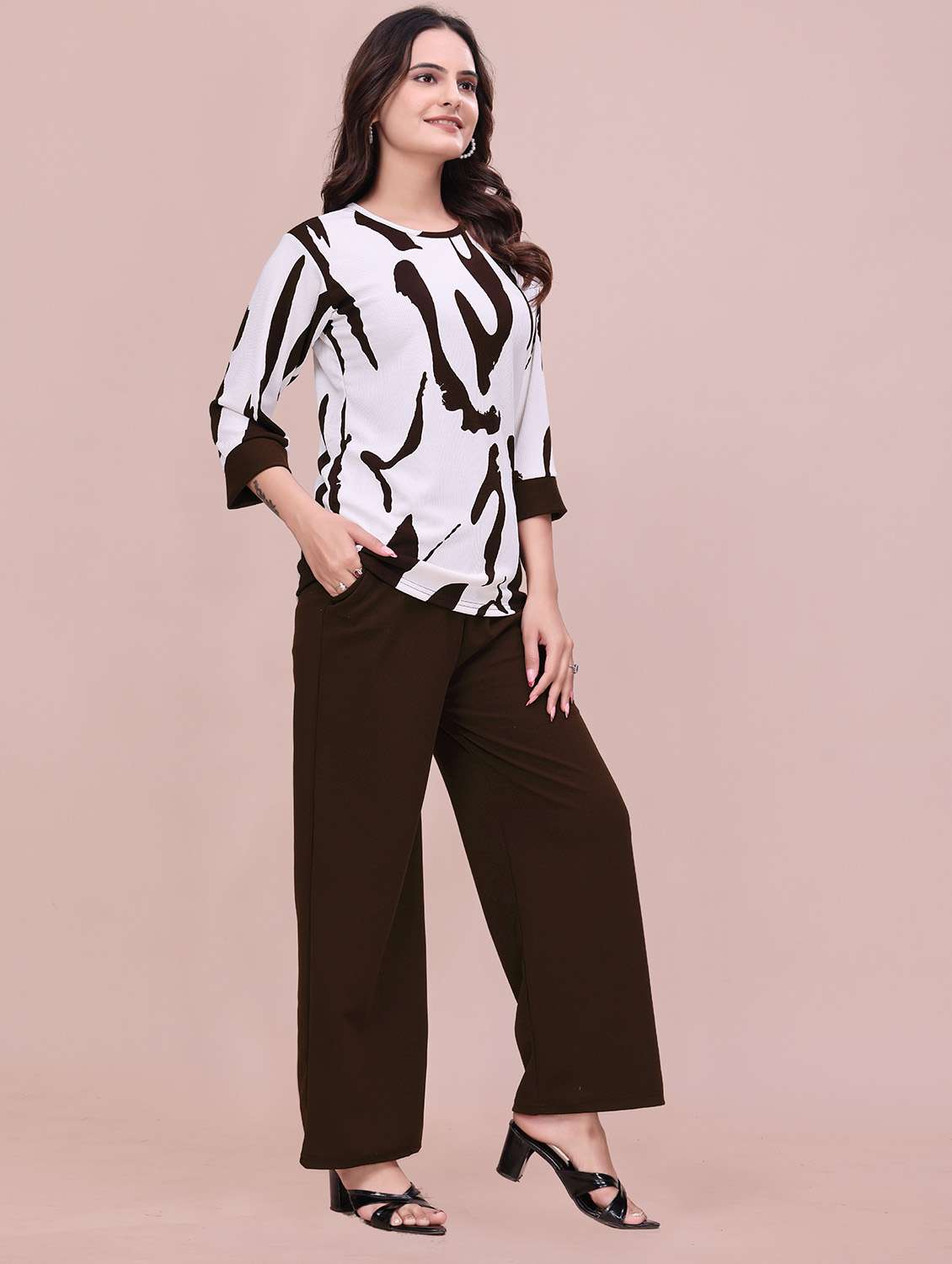 women printed top and trouser co-ord - 22297392 -  Standard Image - 3