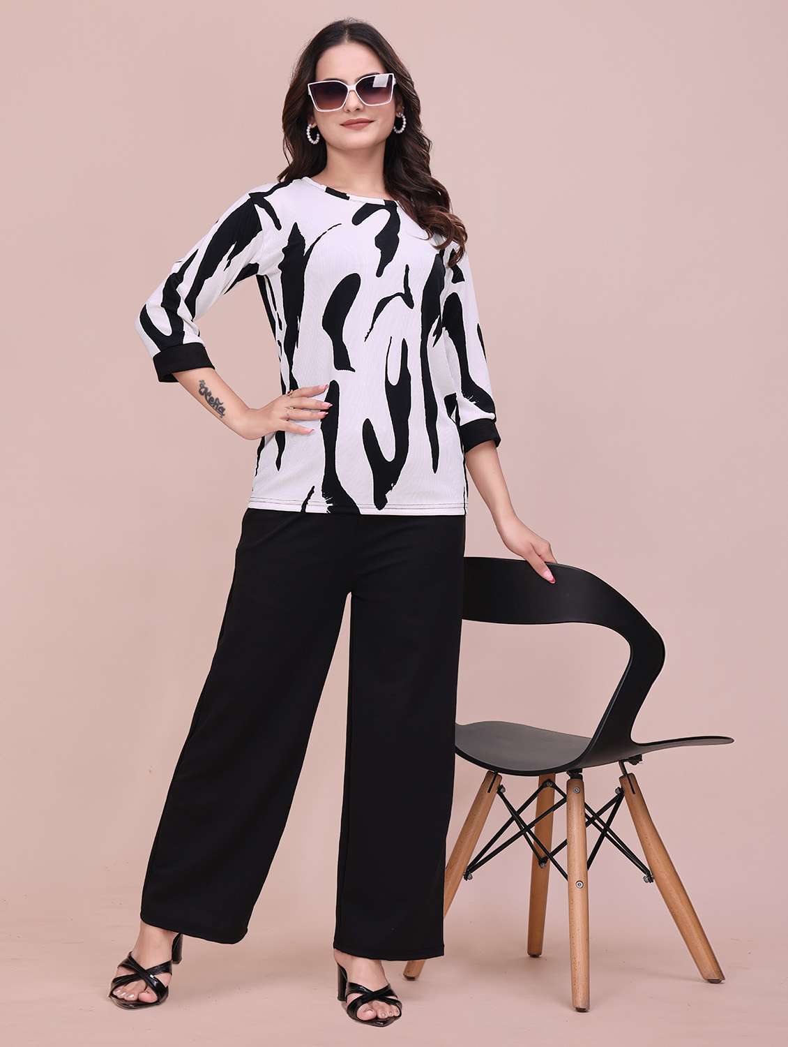 women printed top and trouser co-ord set