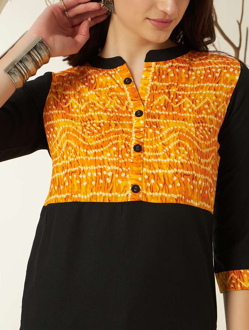 women bandhani three quarter sleeve kurta salwar set - 22297399 -  Standard Image - 5