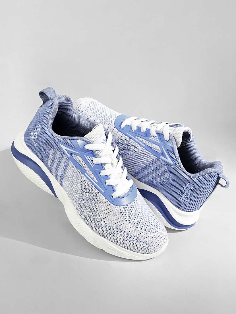 women blue lace-up sports shoe