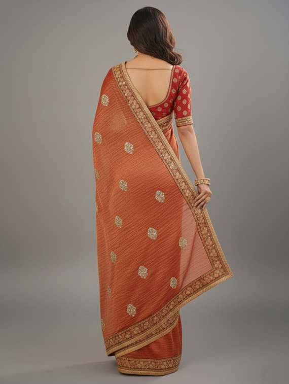 women ombre embroidered saree with blouse - 22297420 -  Standard Image - 3