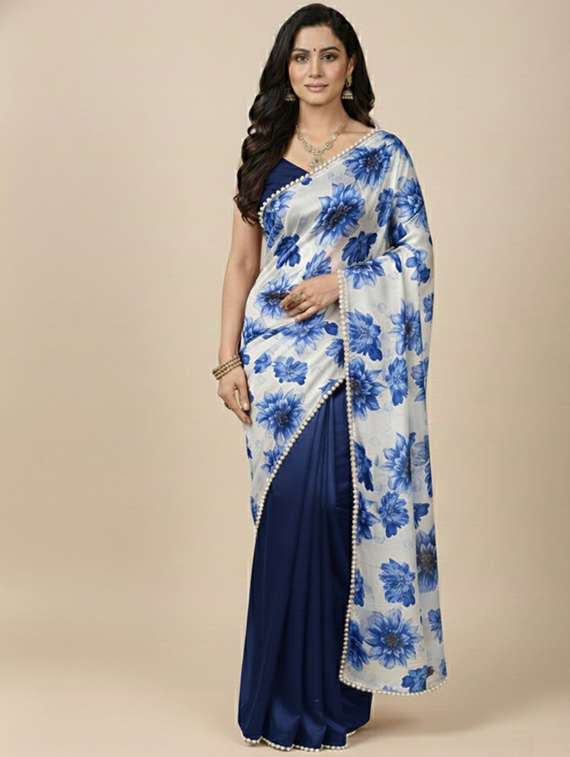women floral half and half saree with blouse