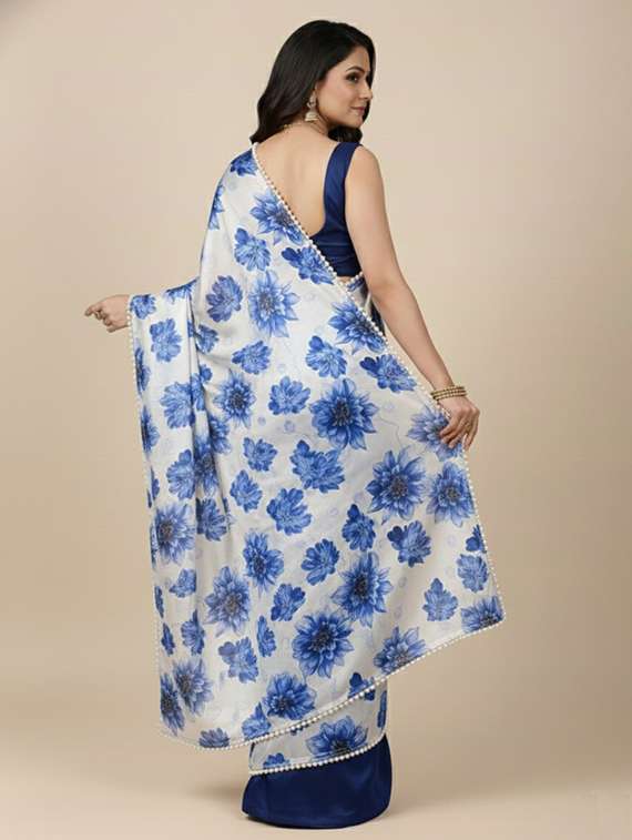 women floral half and half saree with blouse - 22297424 -  Standard Image - 3
