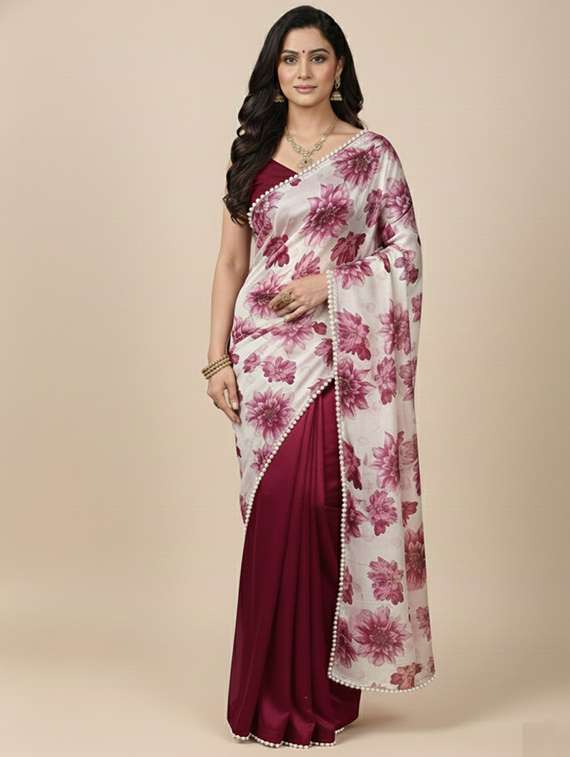 women floral half and half saree with blouse