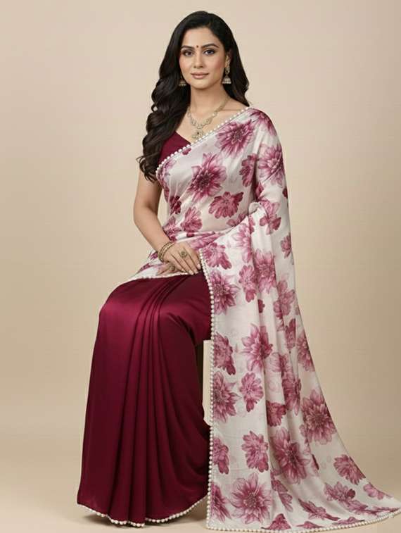 women floral half and half saree with blouse - 22297425 -  Standard Image - 3