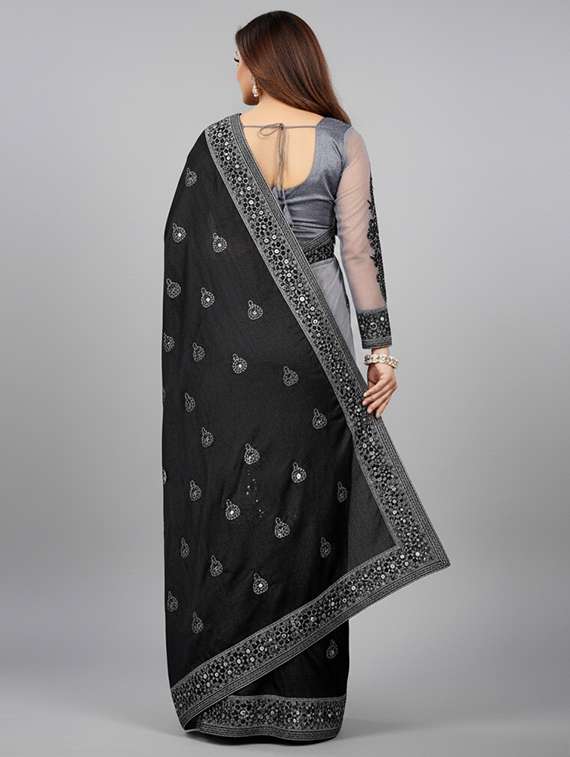 women solid with work half & half saree with blouse - 22297438 -  Standard Image - 3