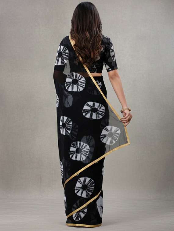 women tie & dye printed saree with blouse - 22297443 -  Standard Image - 3