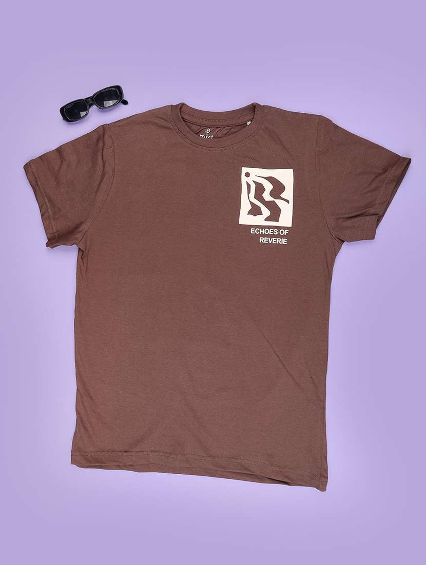 kids brown cotton blend t-shirt
