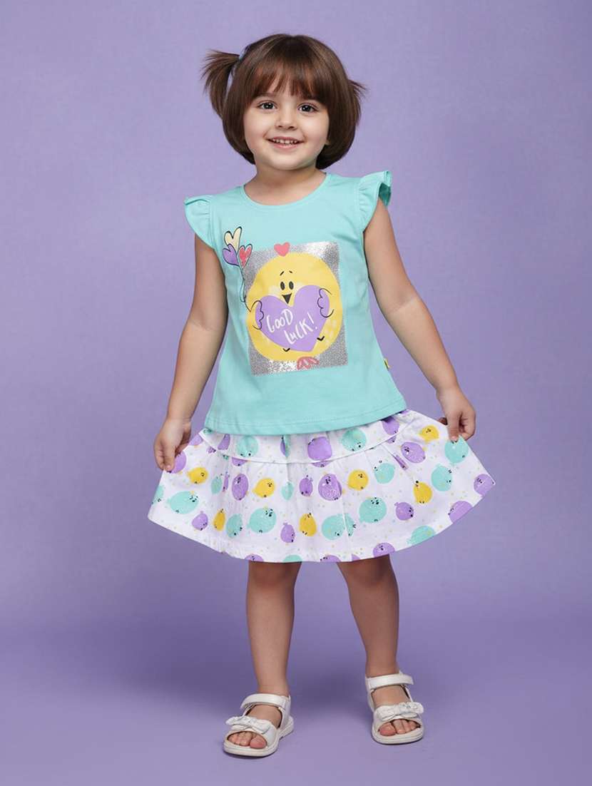 girls printed top and skirt ser