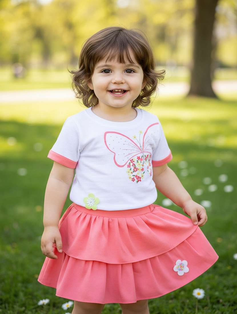 girls self designed top and skirt set