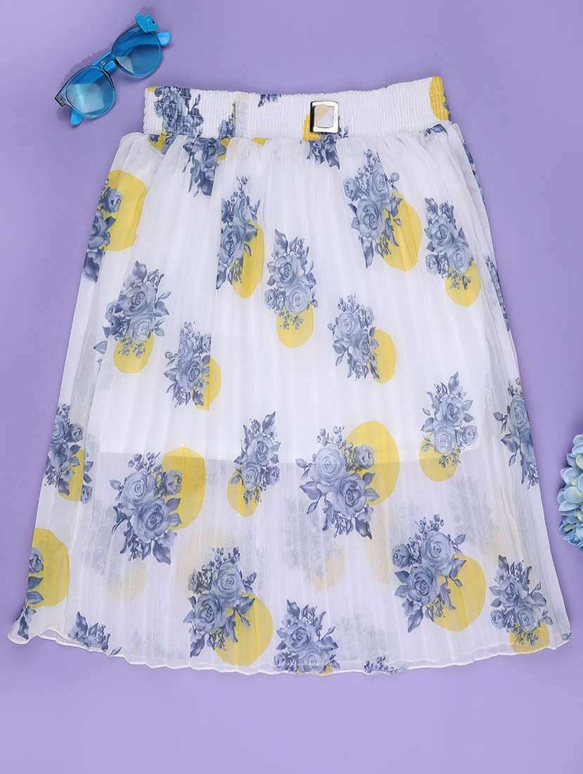 girls printed  mid rise flared skirt