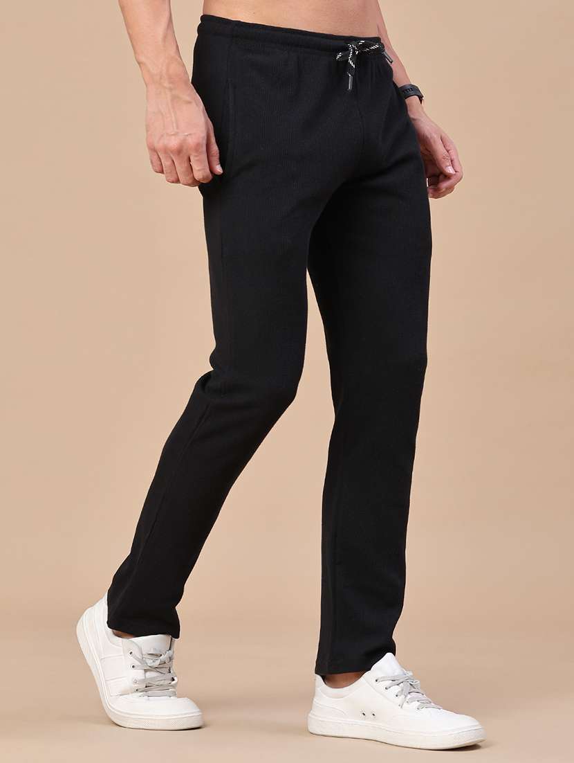 men solid mid rise full length track pant - 22298092 -  Standard Image - 3