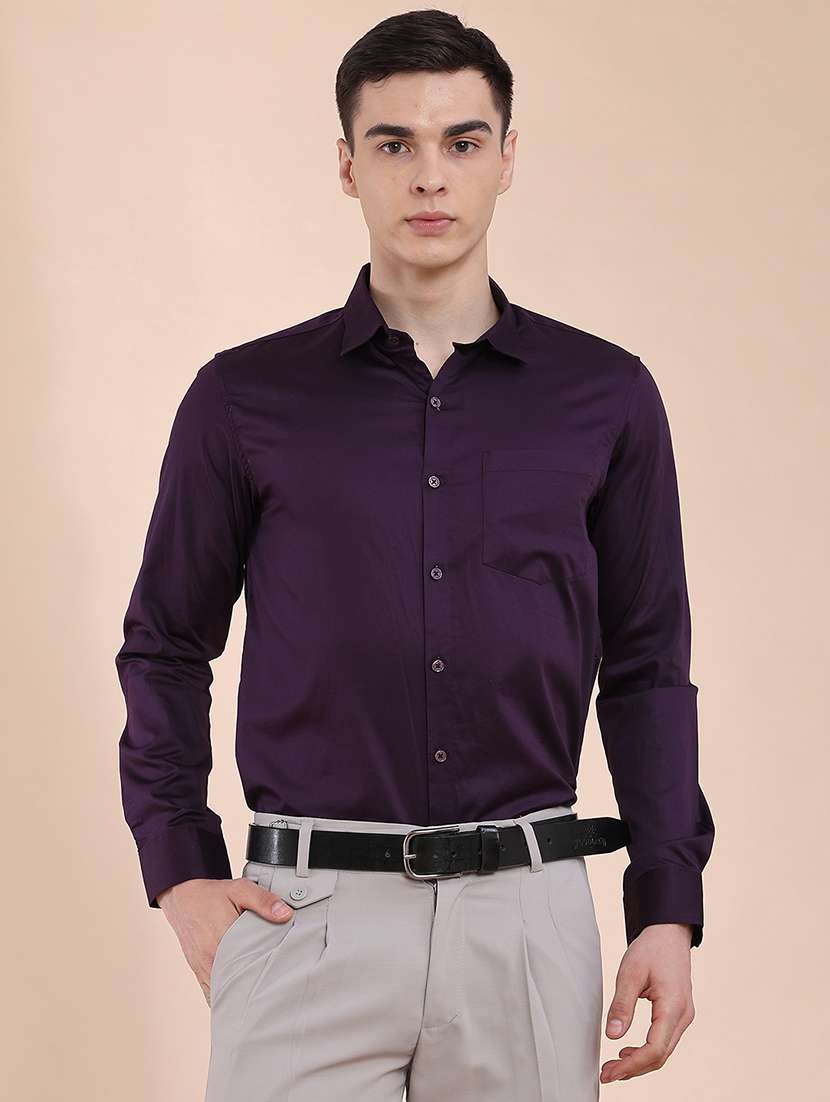 men solid long sleeves formal shirt
