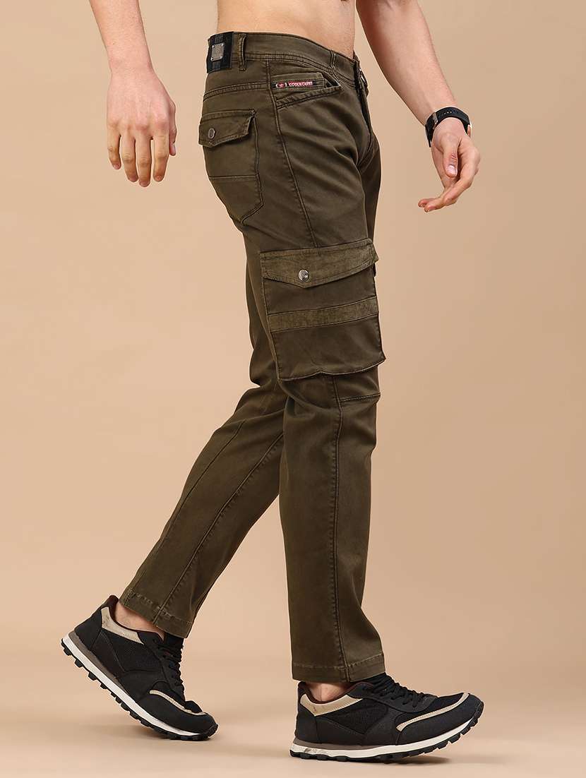 men solid mid rise regular fit cargo  - 22298100 -  Standard Image - 3
