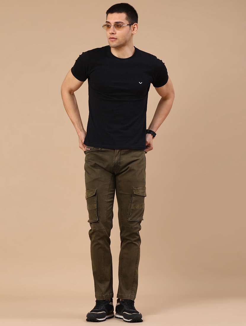 men solid mid rise regular fit cargo  - 22298100 -  Standard Image - 5