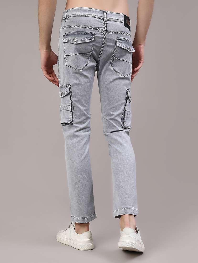 men solid mid rise regular fit cargo  - 22298101 -  Standard Image - 3