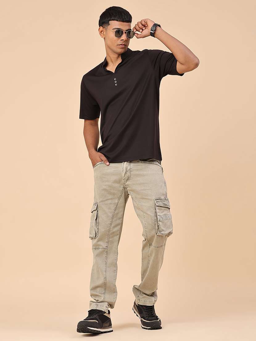 men solid mid rise regular fit cargo  - 22298102 -  Standard Image - 5