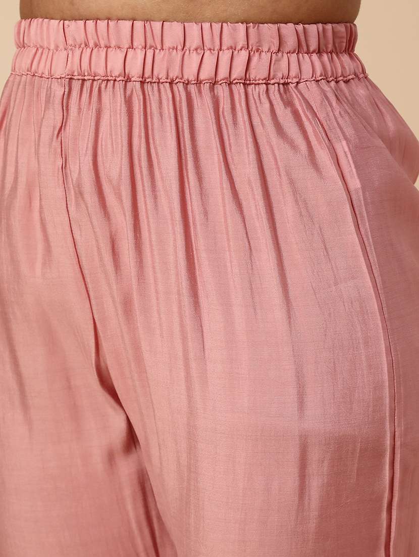 peach chanderi kurta pant  set - 22298235 -  Standard Image - 5