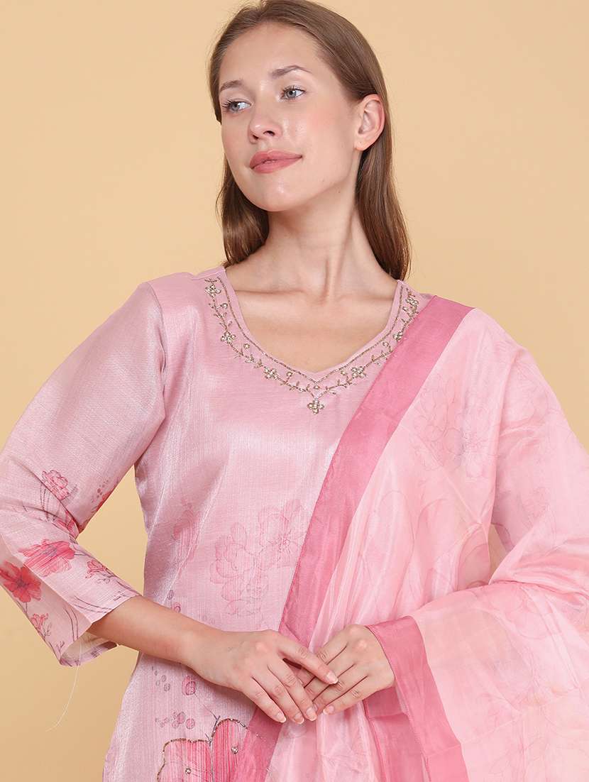 Women Printed Three Quarter Sleeves Kurta Pant Set With Dupatta - 22298236 -  Standard Image - 5