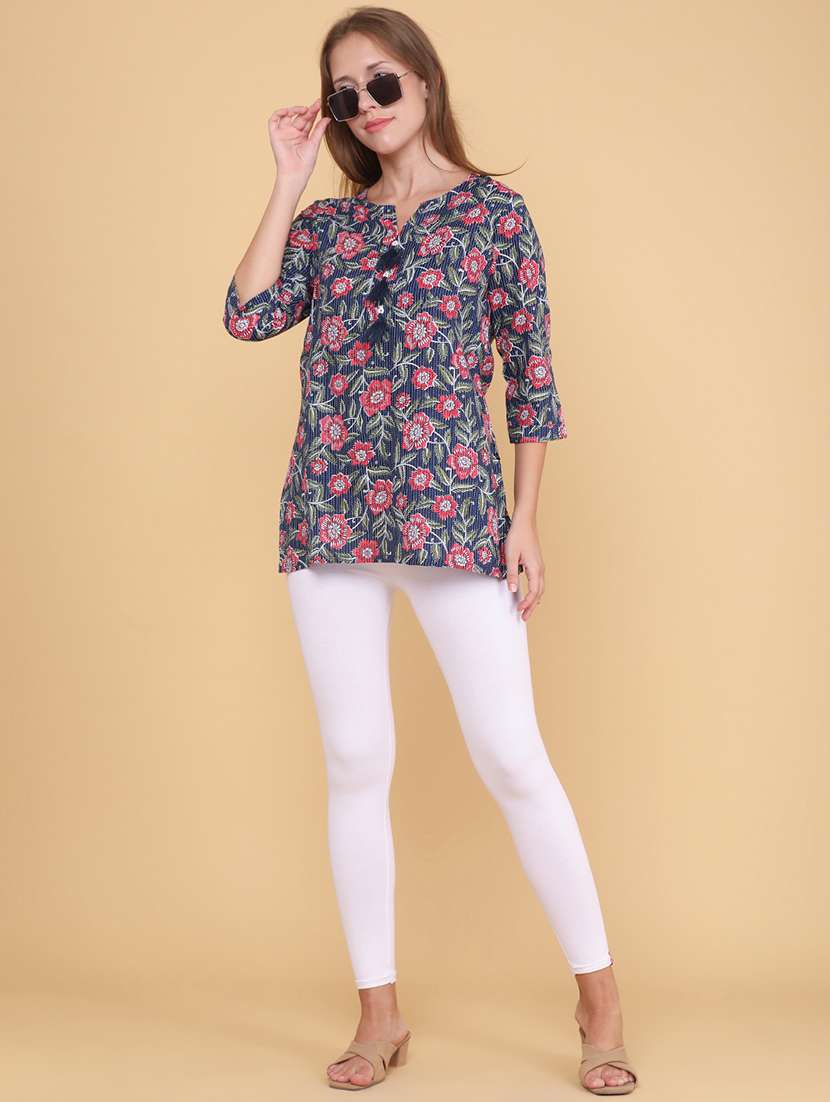 women printed three quarter sleeves straight kurti - 22298237 -  Standard Image - 5