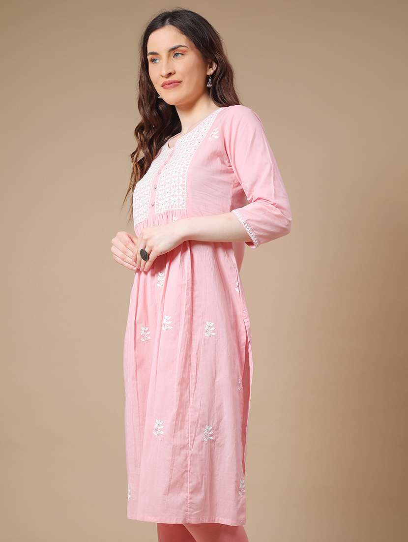 pink cotton aline kurta - 22298241 -  Standard Image - 3