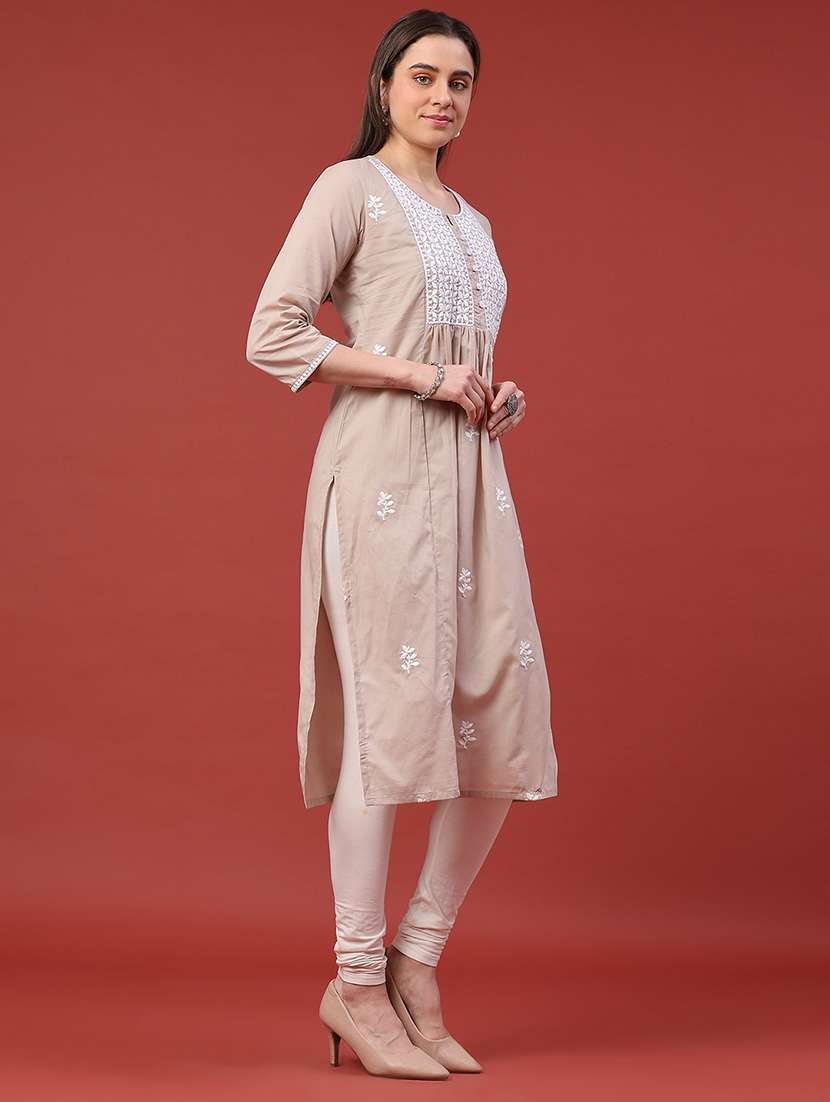 women embroidered three quarter sleeves a-line kurta  - 22298242 -  Standard Image - 5
