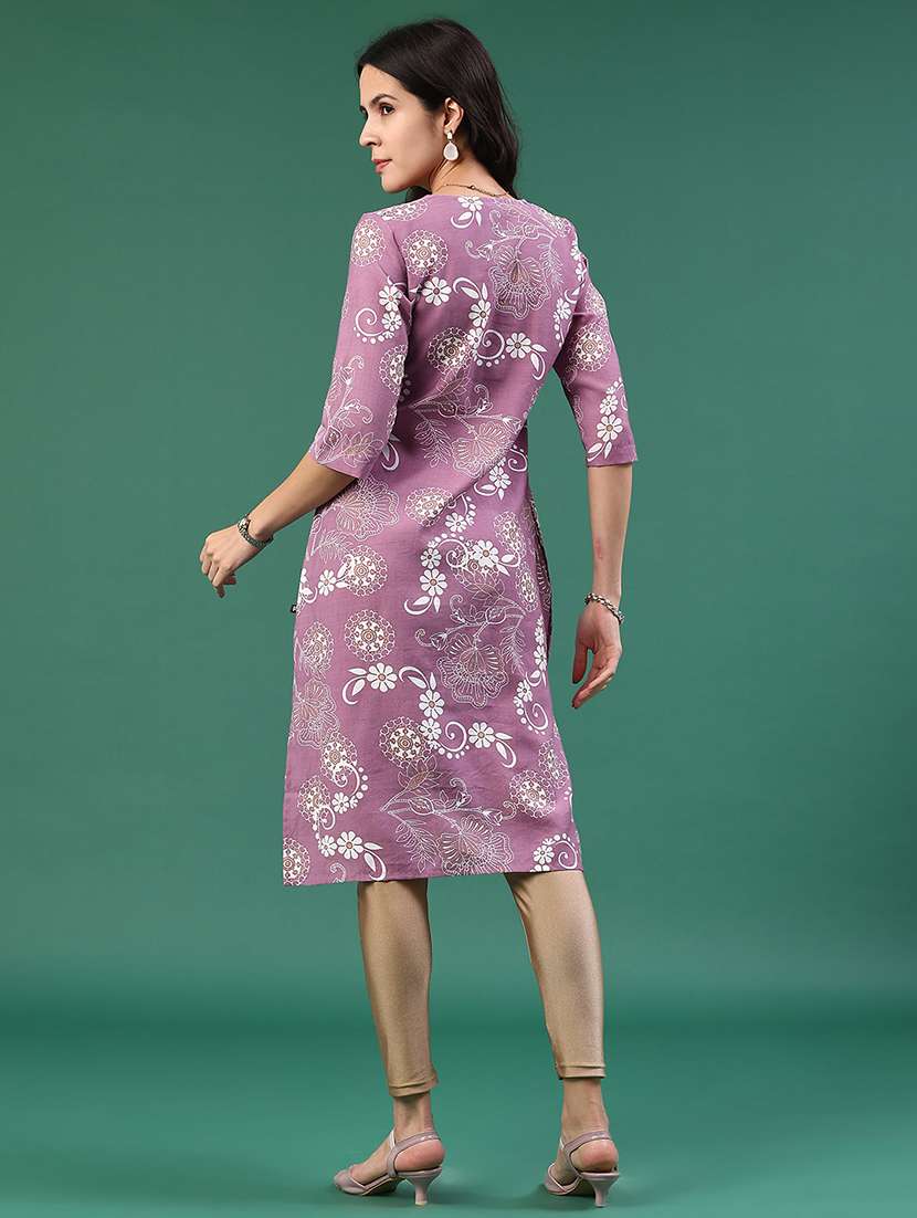 women printed three quarter sleeve kurta - 22298245 -  Standard Image - 5