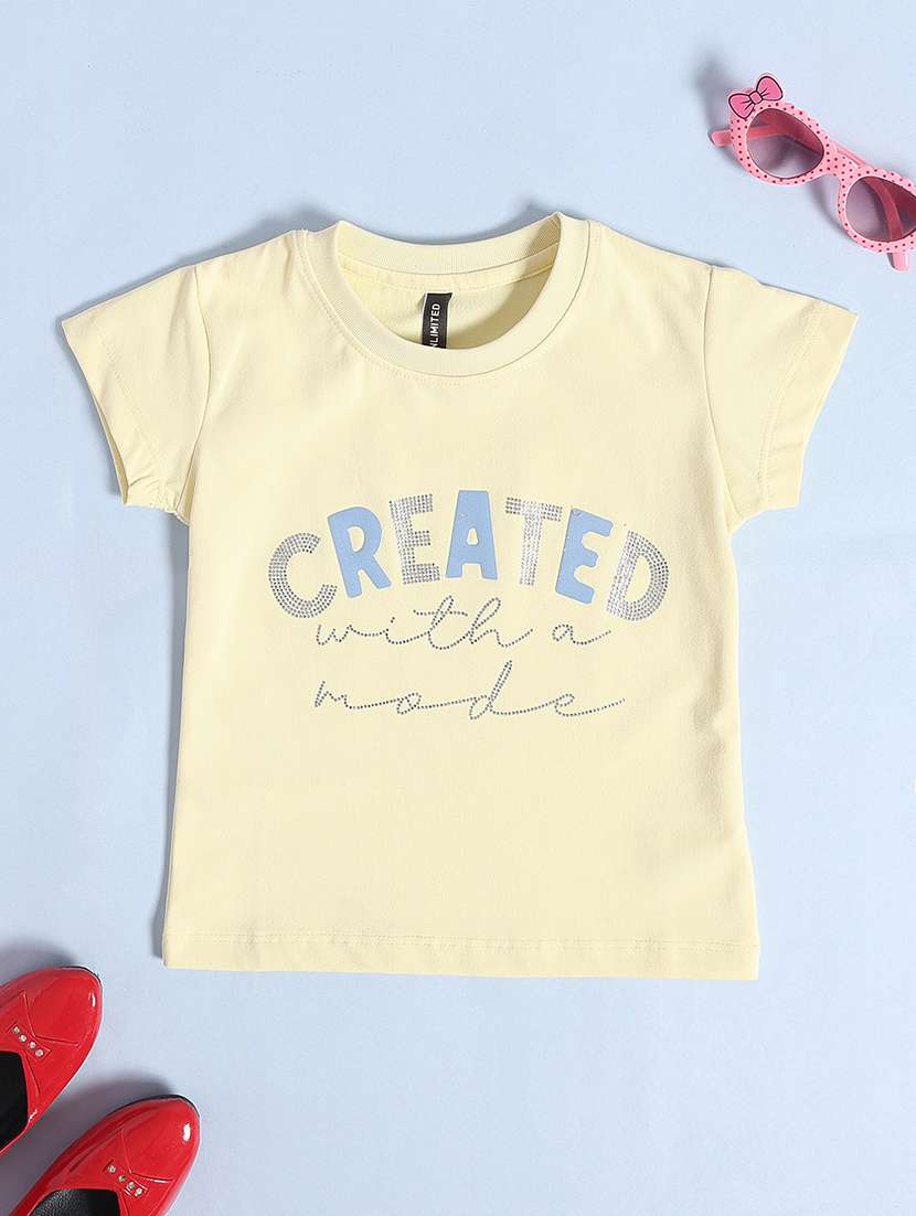 boys yellow cotton blend t-shirt