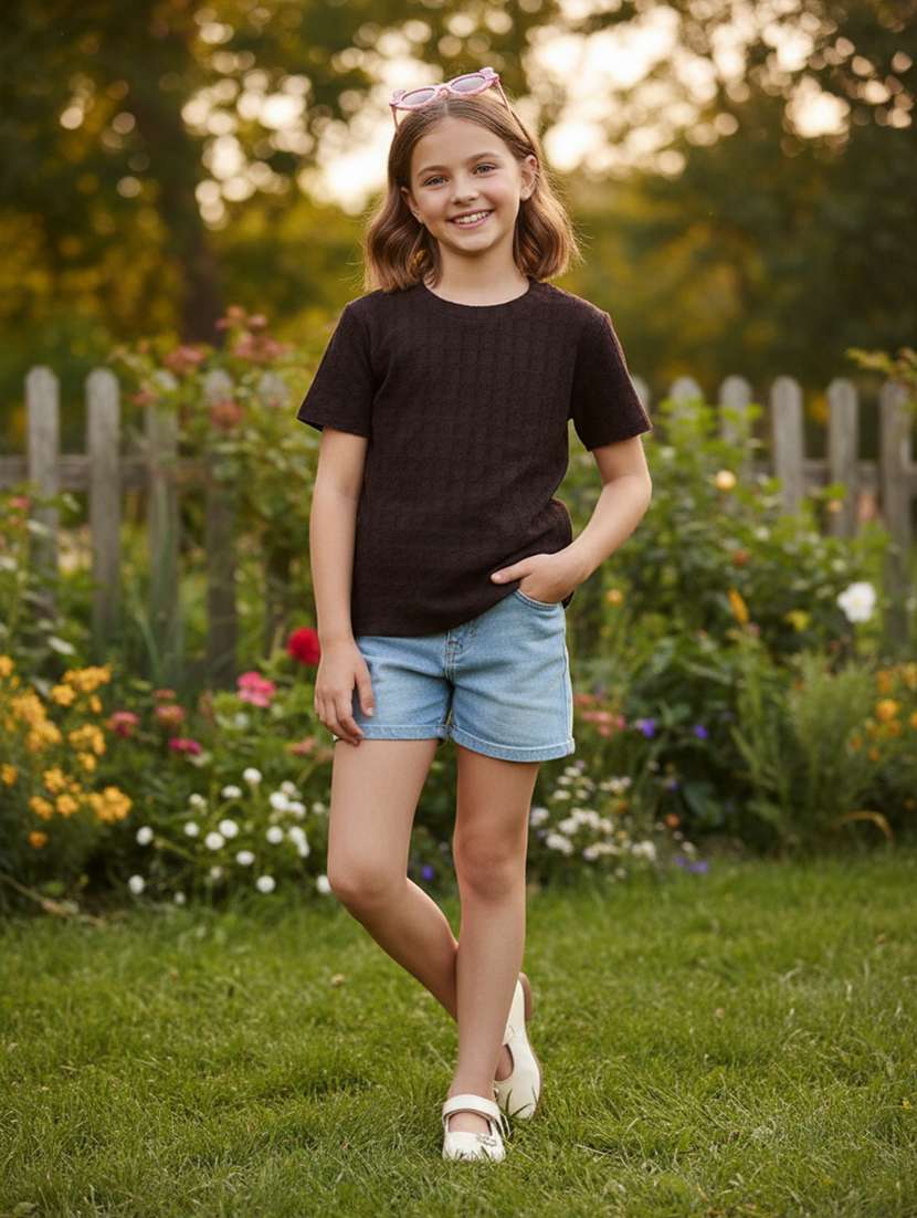 brown cotton plain tee