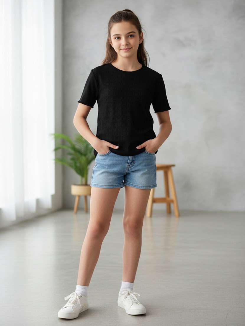 black cotton plain tee