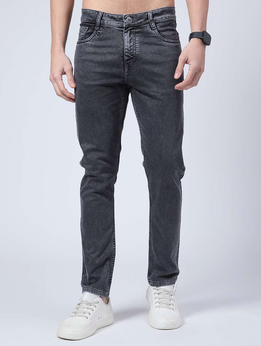 men solid mid rise slim fit jean