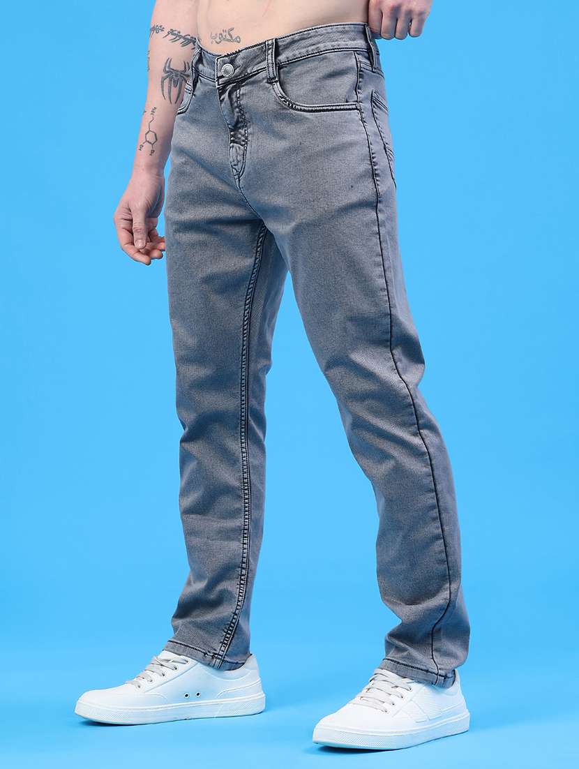 men plain mid rise full length jeans - 22298301 -  Standard Image - 3