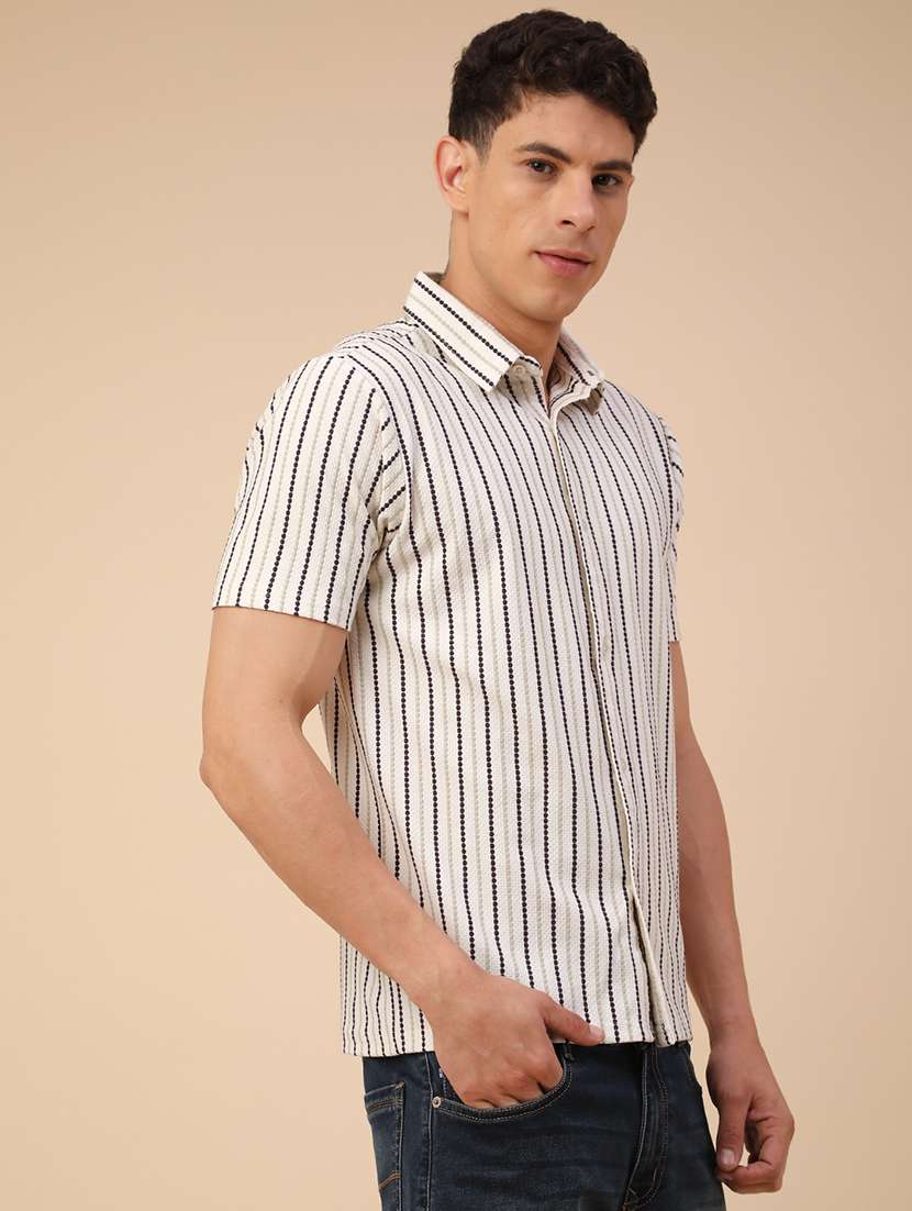 men striped short sleeve regular fit casual shirt - 22298309 -  Standard Image - 3