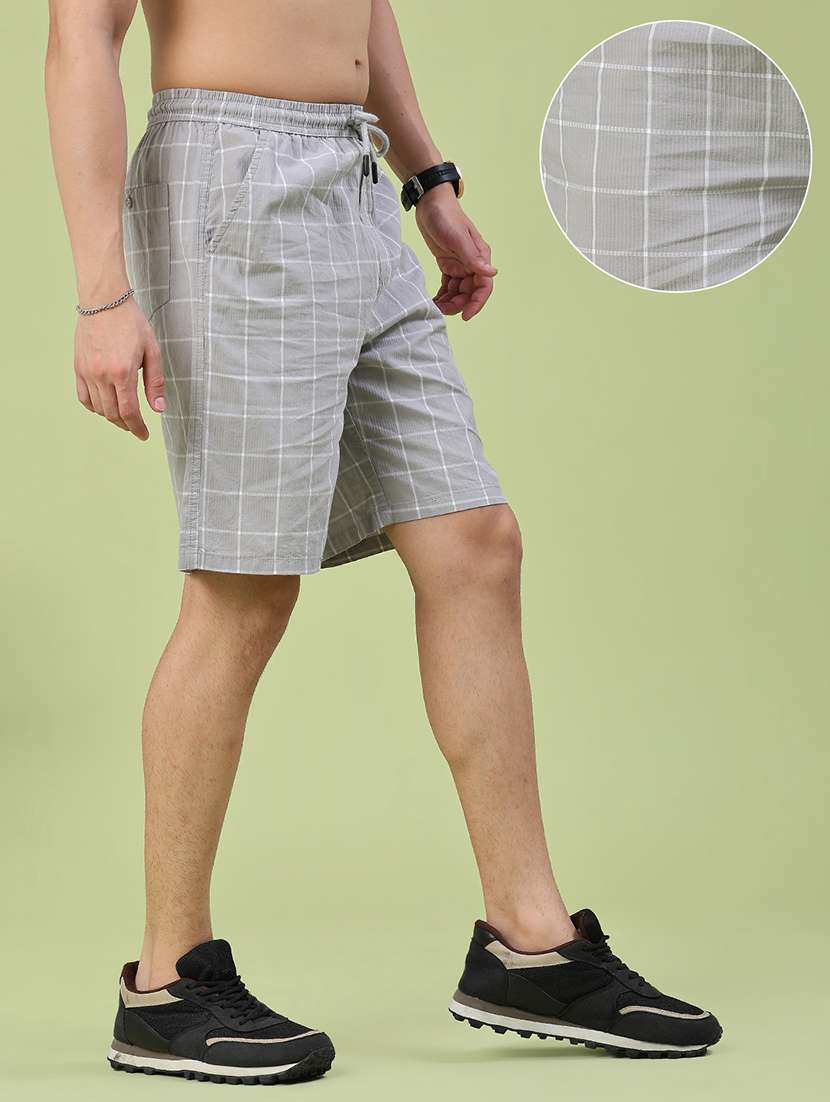 men checkered mid rise regular fit shorts - 22298359 -  Standard Image - 3