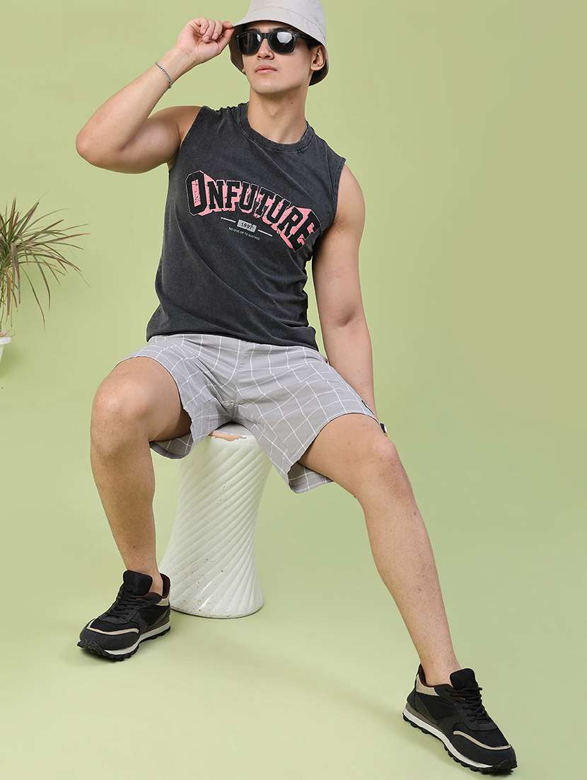 men checkered mid rise regular fit shorts - 22298359 -  Standard Image - 5