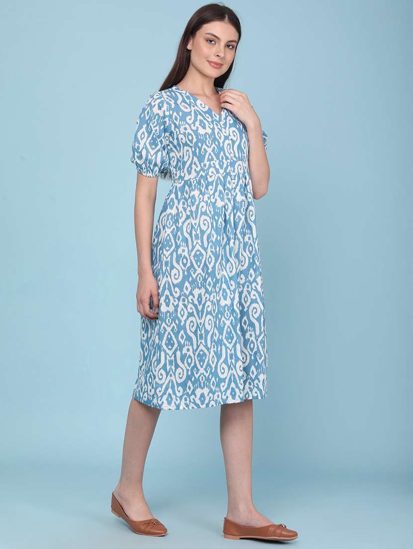 women printed short sleeves a-line dress - 22298366 -  Standard Image - 3
