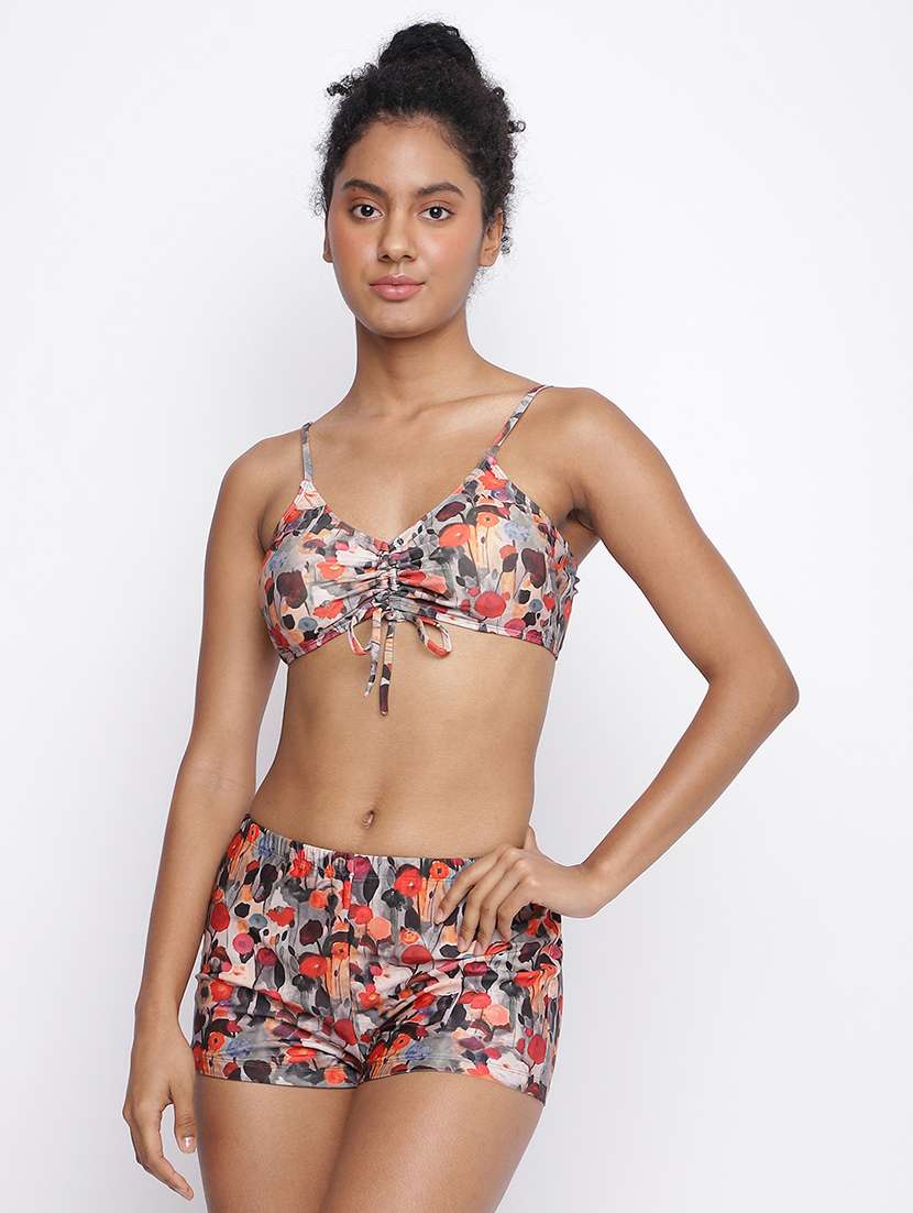 women multi colored printed tankini set