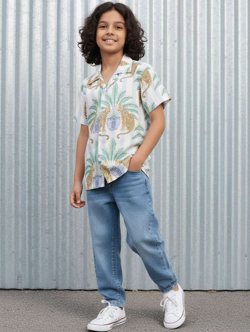 boys printed cuban collar short sleeve shirt - 22298392 -  Standard Image - 3