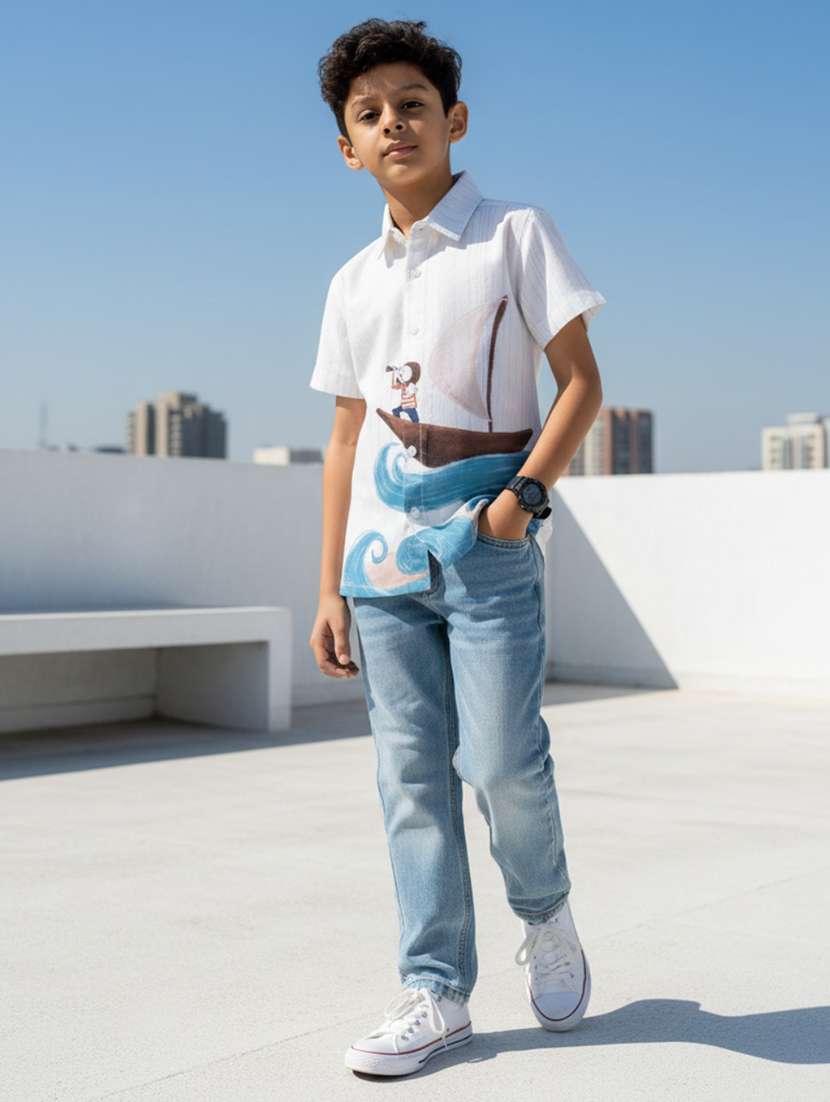 boys printed collared short sleeve shirt - 22298399 -  Standard Image - 3