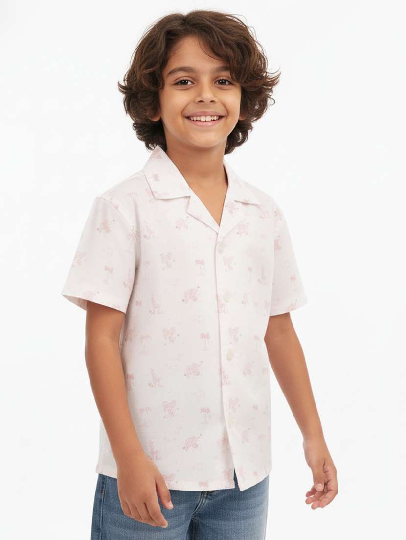boys printed collared short sleeve shirt