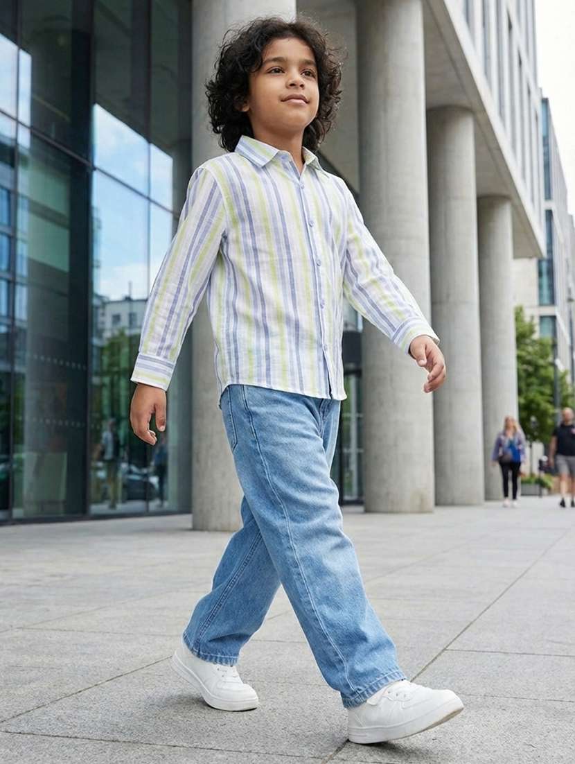 boys striped collared long sleeve shirt - 22298401 -  Standard Image - 3