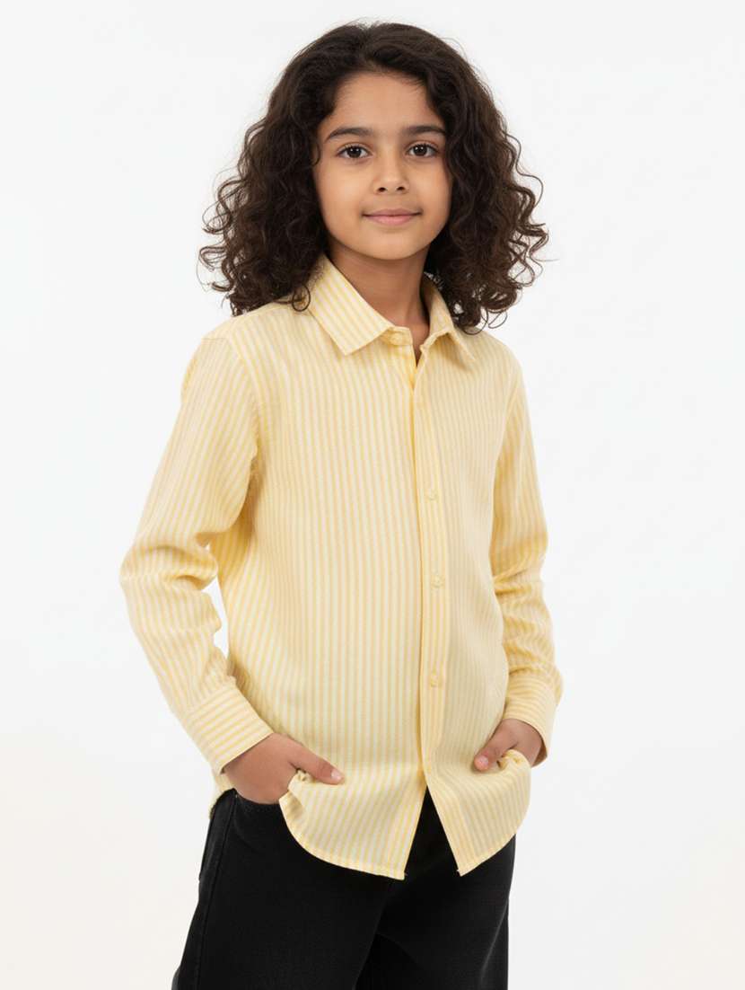 boys striped collared long sleeve shirt