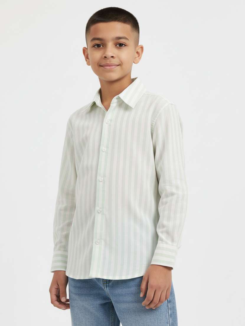 boys striped collared long sleeve shirt