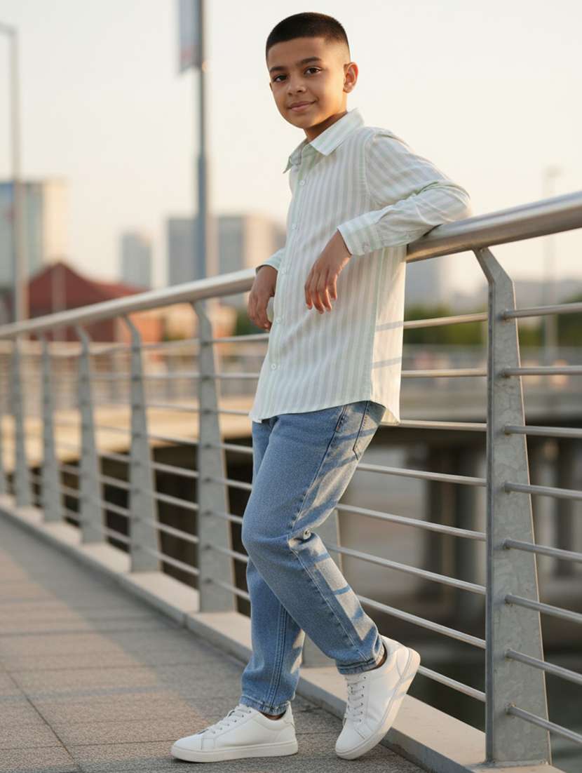 boys striped collared long sleeve shirt - 22298403 -  Standard Image - 3