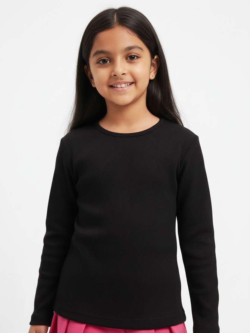 girls solid long sleeve top