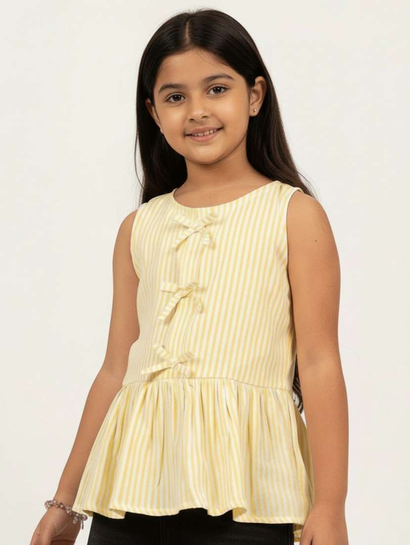girls striped sleeveless peplum top