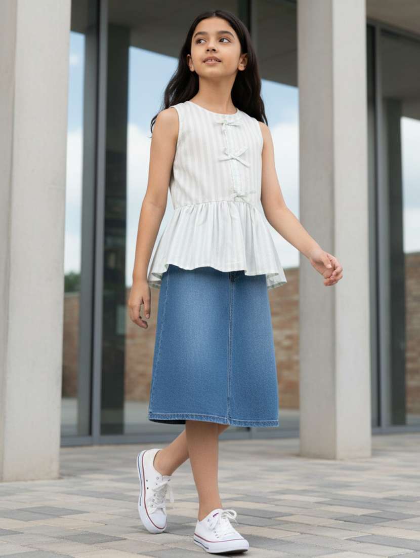 girls striped sleeveless peplum op - 22298417 -  Standard Image - 3