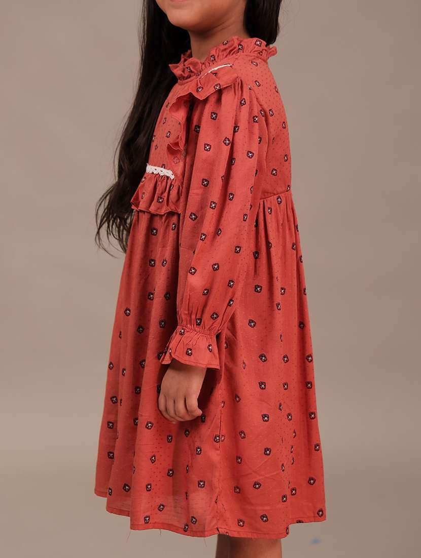 girls printed puff sleeve flared dress - 22298432 -  Standard Image - 3