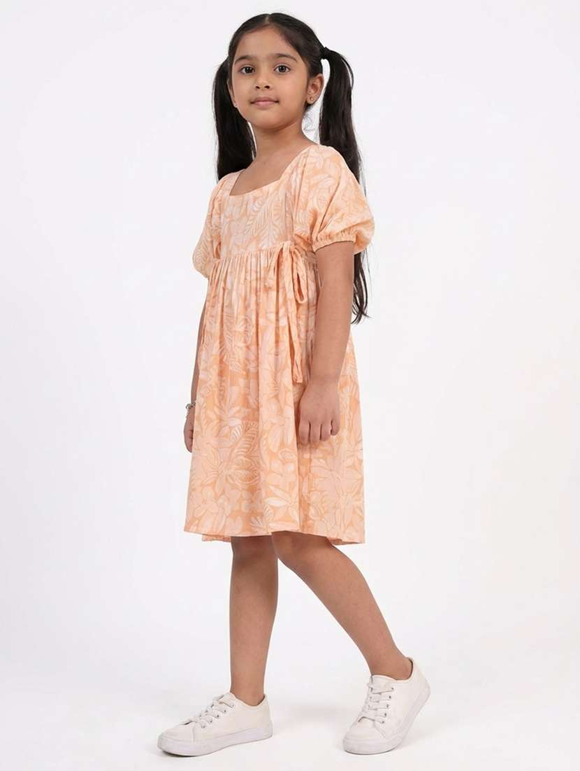 Girls Printed Puff Sleeve Flared Dress - 22298436 -  Standard Image - 3
