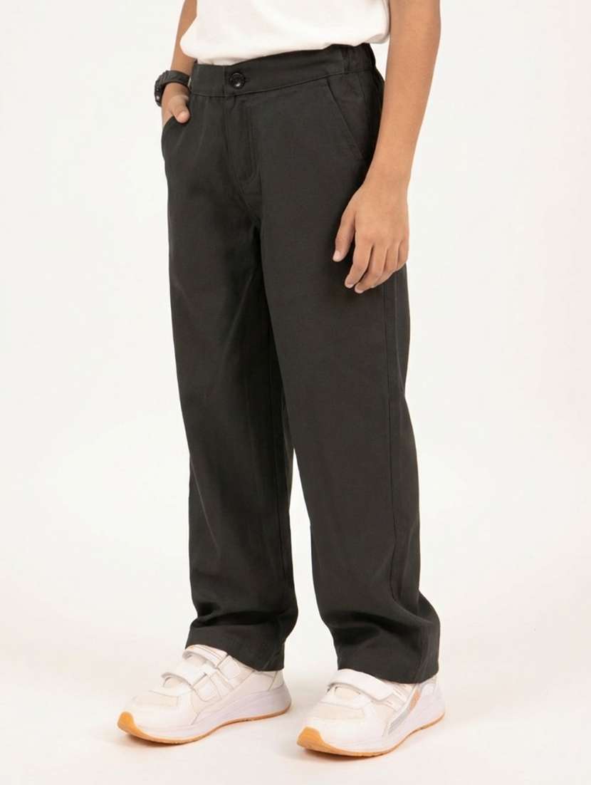 boys solid mid rise baggy trouser